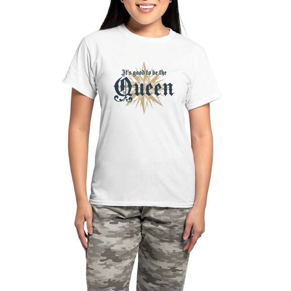 CafePress - It's Good To Be The Queen Women's Light Pajamas - Women's Short Sleeve Print T-Shirt and Pants Light Cotton Pajama Set