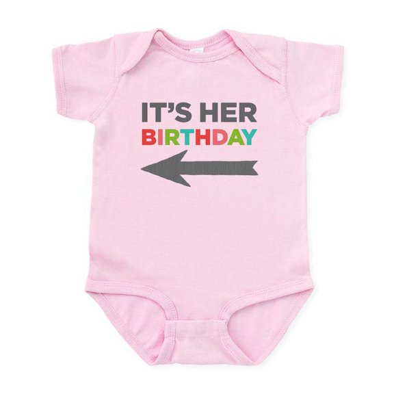 CafePress - It's Her Birthday (Left Arrow) Baby Body Suit - Baby Light Bodysuit, Size Newborn - 24 Months