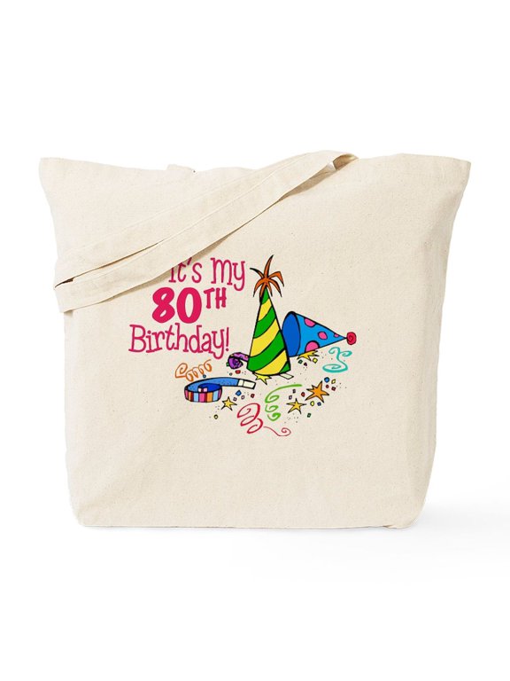 - It's My 80Th Birthday (Party Hats) Tote Bag - Unisex Canvas Tote Bag, Beige, 1-Piece