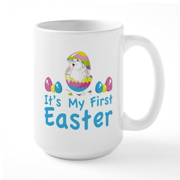 CafePress - It's My First Easter Large Mug - 15 oz Ceramic Large White Novelty Mug