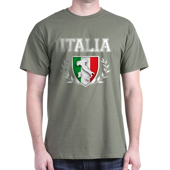 CafePress - Italian Flag Crest T Shirt - Men's Classic Graphic Cotton T-Shirt