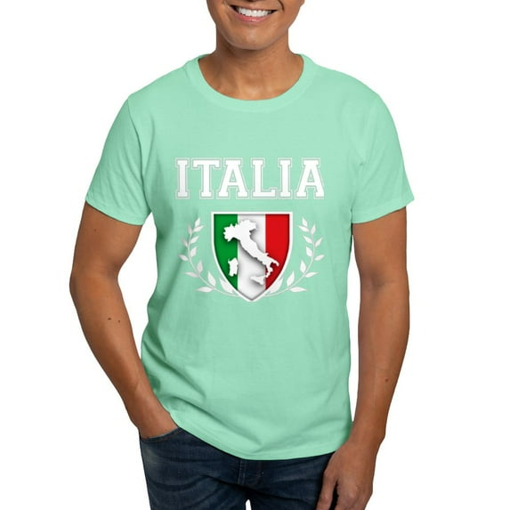 CafePress - Italian Flag Crest T Shirt - Men's Classic Graphic Cotton T-Shirt