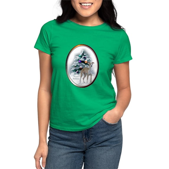 CafePress - Italian Greyhound Christma Women's Classic T Shirt - Women's Traditional Fit Dark T-Shirt
