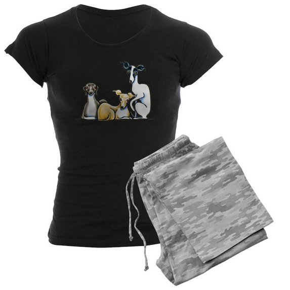 CafePress - Italian Greyhound Trio Pajamas - Women's Dark Pajamas