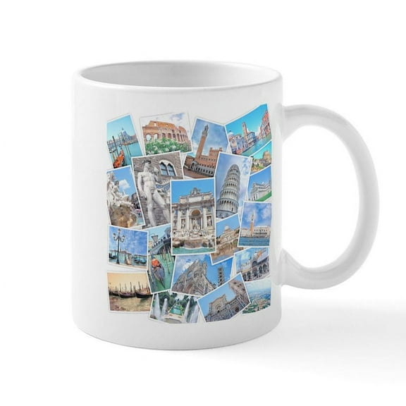 CafePress - Italy Collage Mugs - 11 oz Ceramic Mug - Novelty Coffee Tea Cup