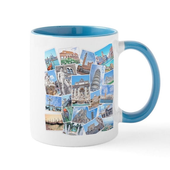 CafePress - Italy Collage Mugs - 11 oz Ceramic Mug - Novelty Coffee Tea Cup