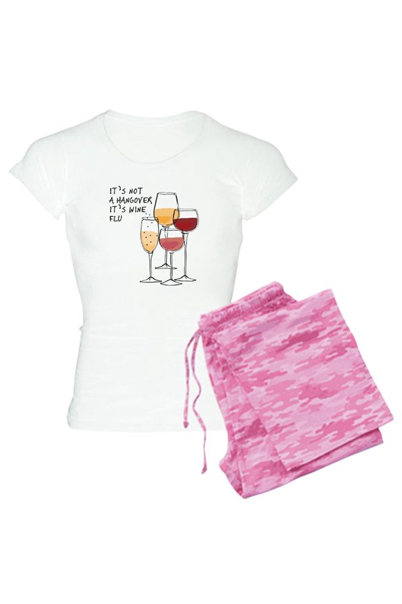 - Its Not A Hangover Its Wine Women's Light Pajamas - Women's Short Sleeve Print T-Shirt and Pants Light Cotton Pajama Set