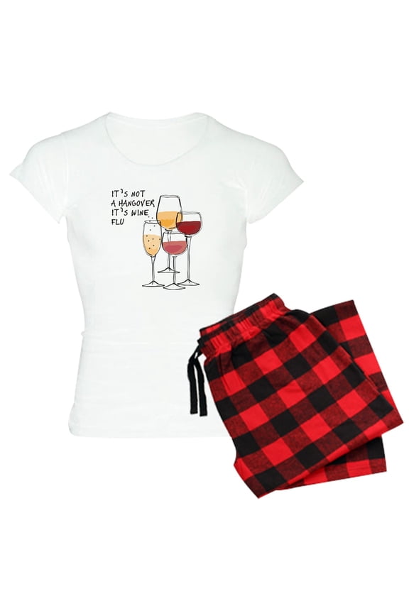 - Its Not A Hangover Its Wine Women's Light Pajamas - Women's Short Sleeve Print T-Shirt and Pants Light Cotton Pajama Set