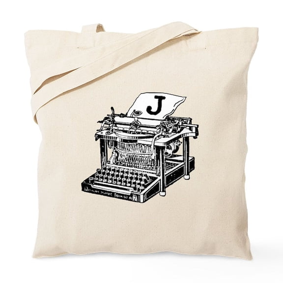 CafePress - J Antique Typewriter Monogram Tote Bag - Unisex Canvas Tote Bag, Beige, 1-Piece
