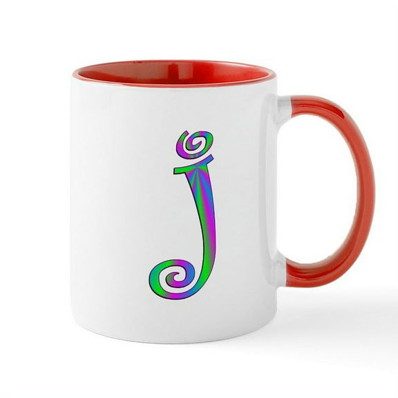 CafePress - J Monogram Mug - 11 oz Ceramic Mug - Novelty Coffee Tea Cup