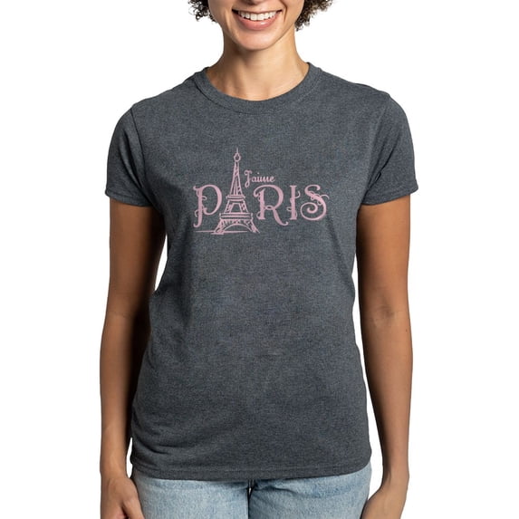 CafePress - J'aime Paris Women's Dark T Shirt - Women's Traditional Fit Dark T-Shirt