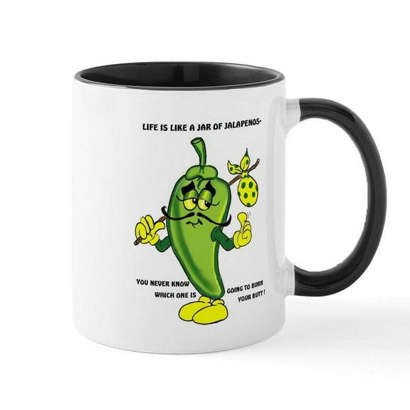 CafePress - JALAPENO CARTOON Mugs - 11 oz Ceramic Mug - Novelty Coffee Tea Cup
