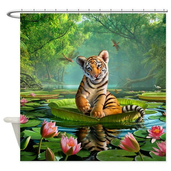 CafePress - JL_Tiger Lily - Unique Fabric Shower Curtain 70" x 72"