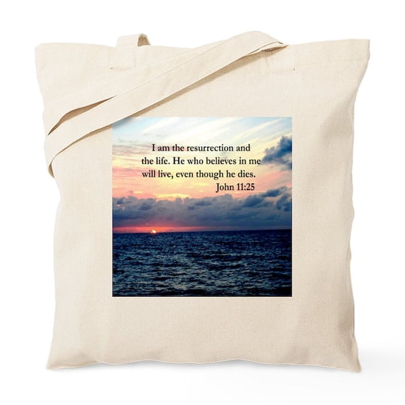 CafePress - JOHN 11:25 VERSE Tote Bag - Unisex Canvas Tote Bag, Beige, 1-Piece
