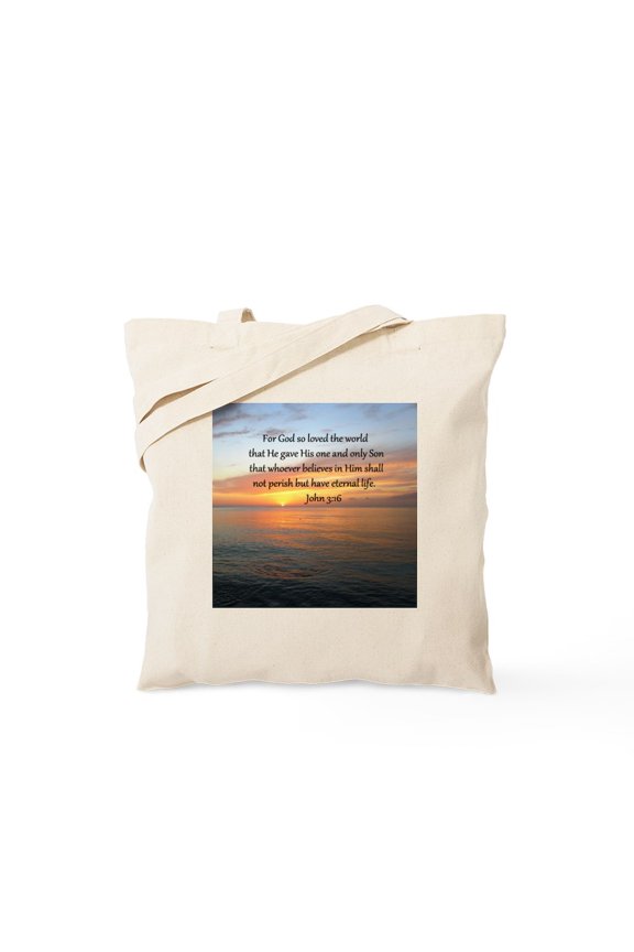 - JOHN 3:16 Tote Bag - Unisex Canvas Tote Bag, Beige, 1-Piece
