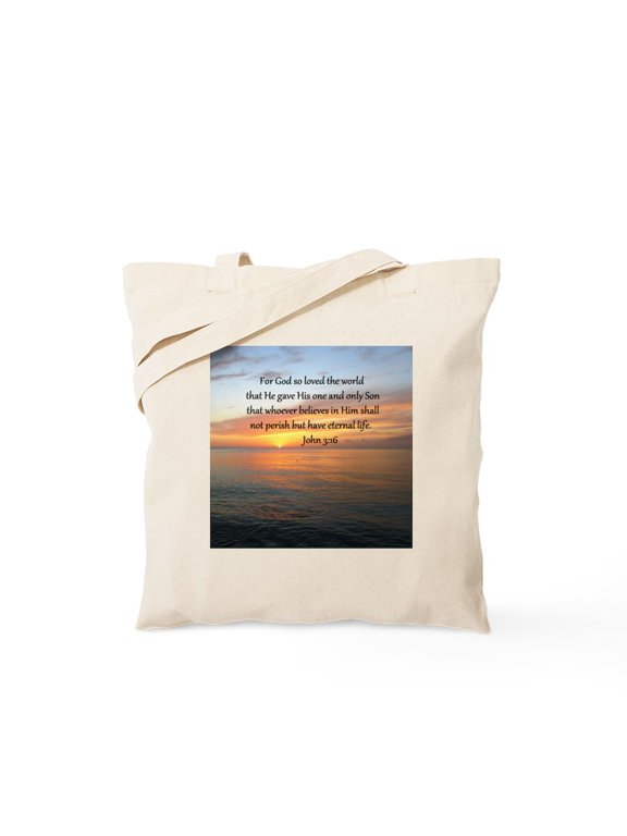 - JOHN 3:16 Tote Bag - Unisex Canvas Tote Bag, Beige, 1-Piece