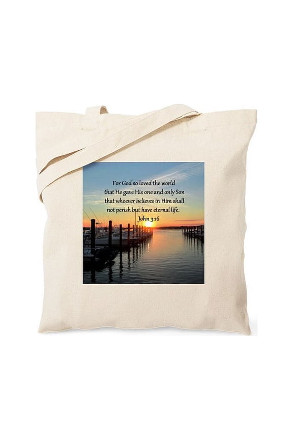 - JOHN 3:16 Tote Bag - Unisex Canvas Tote Bag, Beige, 1-Piece