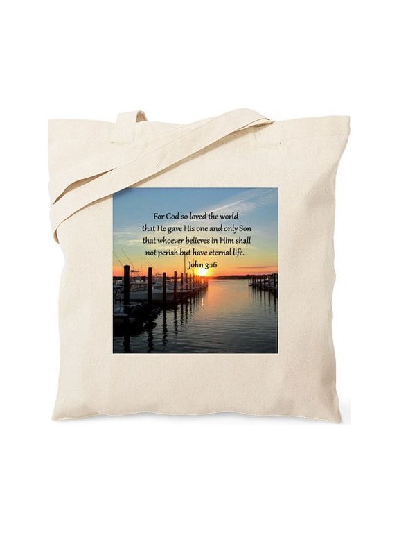 - JOHN 3:16 Tote Bag - Unisex Canvas Tote Bag, Beige, 1-Piece