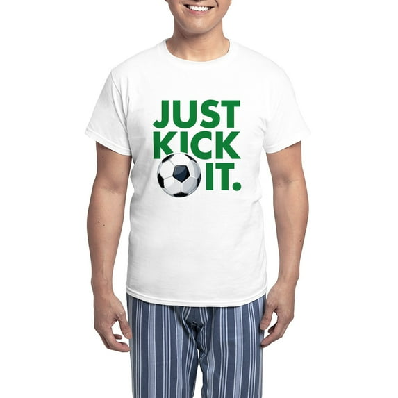 CafePress - JUST KICK IT. Men's Light Pajamas - Men's Light Loose Fit Cotton Pajama Set