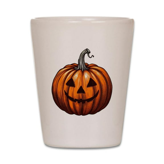 CafePress - Jack O Lantern - White Shot Glass, Unique and Funny Shot Glass
