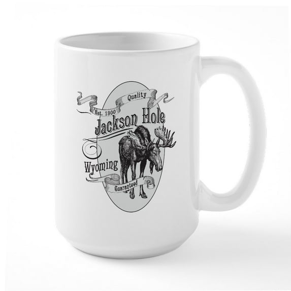 CafePress - Jackson Hole Vintage Moose Large Mug - 15 oz Ceramic Large White Novelty Mug