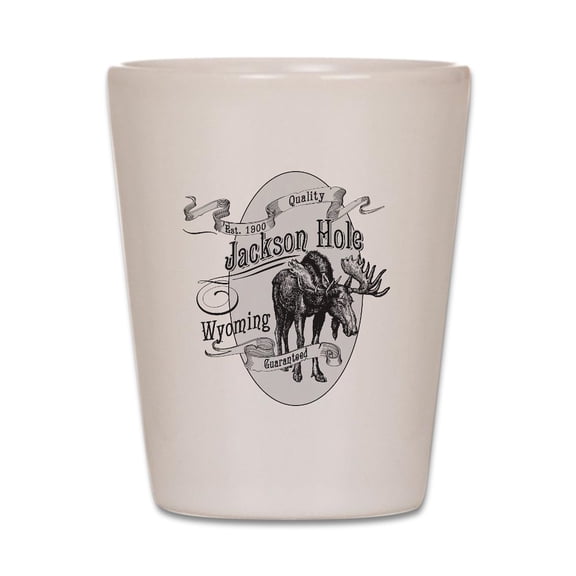 CafePress - Jackson Hole Vintage Moose - White Shot Glass, Unique and Funny Shot Glass