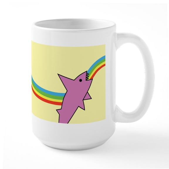 CafePress - Jakes Rainbow Shark Mug Mugs - 15 oz Ceramic Large White Novelty Mug