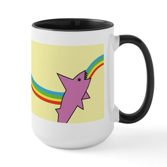 CafePress - Jakes Rainbow Shark Mug Mugs - 15 oz Ceramic Large White Novelty Mug