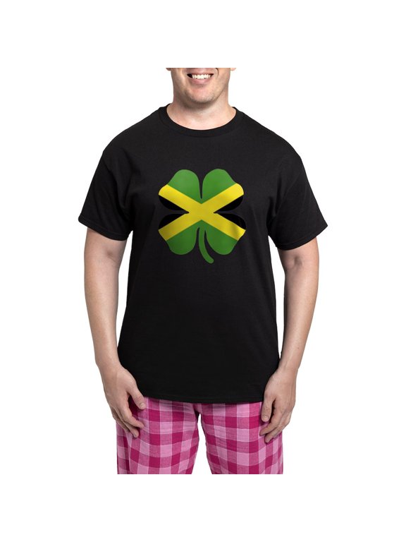 - Jamaica Flag Irish St Patricks Day Clover Pajamas - Men's Dark Loose Fit Cotton Pajama Set