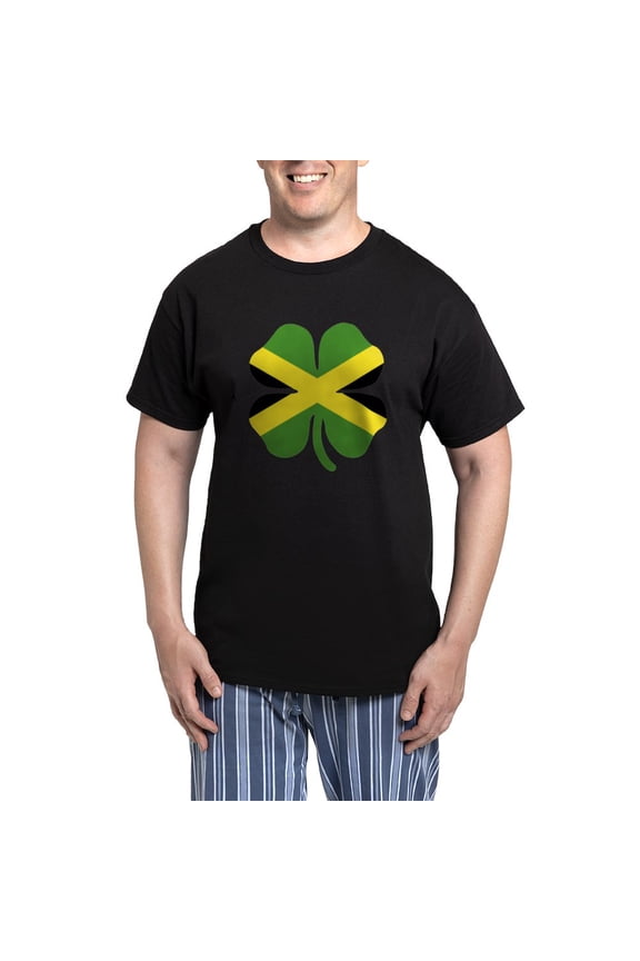 - Jamaica Flag Irish St Patricks Day Clover Pajamas - Men's Dark Loose Fit Cotton Pajama Set