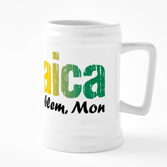 CafePress - Jamaica No Problem, Mon - 25 Ounce Ceramic White Beer Stein Mug