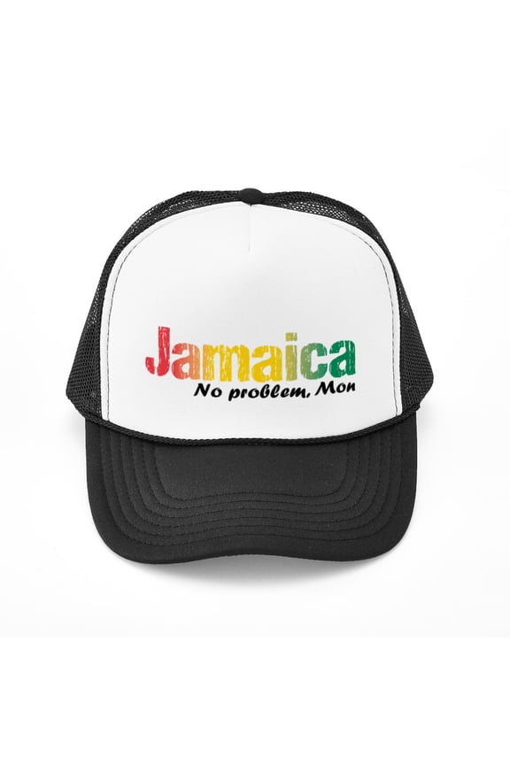 - Jamaica No Problem Tri - Adjustable Unisex Printed Trucker Hat with Mesh Back