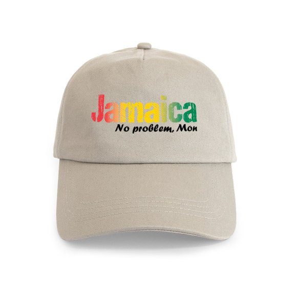 CafePress - Jamaica No Problem Tri Cap - Adjustable 100% Brushed Unisex Casual Cotton Baseball Cap, Beige, 1