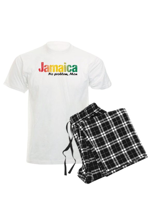 - Jamaica No Problem Tri Men's Light Pajamas - Men's Light Loose Fit Cotton Pajama Set