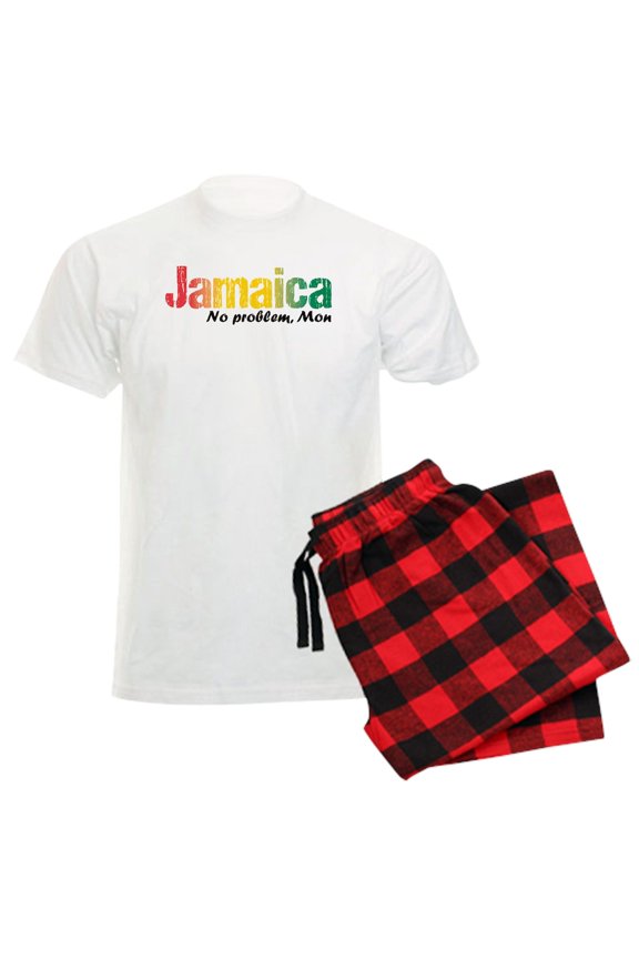 - Jamaica No Problem Tri Men's Light Pajamas - Men's Light Loose Fit Cotton Pajama Set