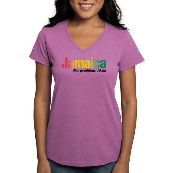 CafePress - Jamaica No Problem Tri Women's V Neck Dark T Shirt - Women's V-Neck Dark T-Shirt