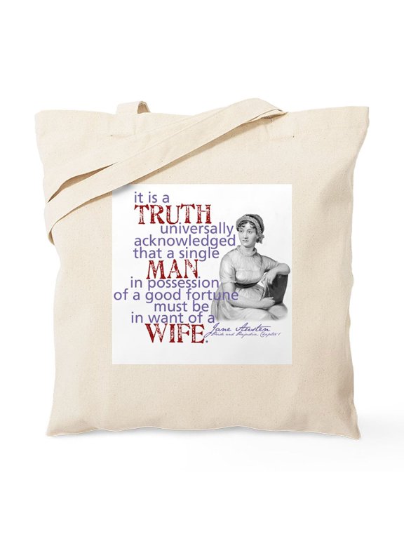 - Jane Austen It Is A Truth Tote Bag - Unisex Canvas Tote Bag, Beige, 1-Piece