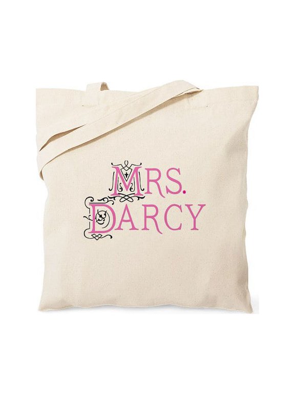 - Jane Austen Mrs. Darcy Tote Bag - Unisex Canvas Tote Bag, Beige, 1-Piece