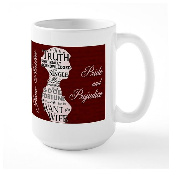 CafePress - Jane Austen Quote Large Mug - 15 oz Ceramic Large White Novelty Mug
