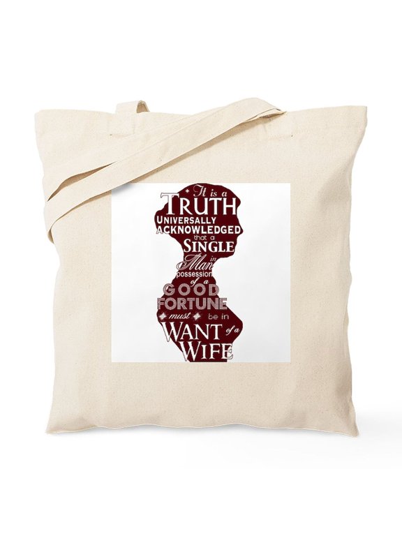 - Jane Austen Quote Tote Bag - Unisex Canvas Tote Bag, Beige, 1-Piece