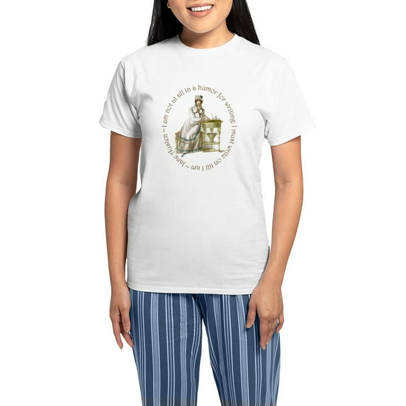 CafePress - Jane Austen Writing Pajamas - Women's Short Sleeve Print T-Shirt and Pants Light Cotton Pajama Set