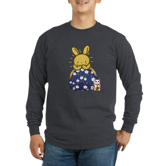 CafePress - Japanese Style Rabbit With P Long Sleeve T Shirt - Long Sleeve Dark T-Shirt