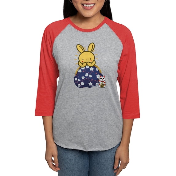 CafePress - Japanese Style Rabbit With P Long Sleeve T Shirt - Womens Baseball Tee