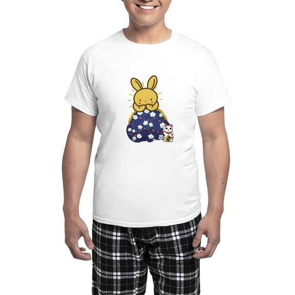 CafePress - Japanese Style Rabbit With Purse Pajamas - Men's Light Loose Fit Cotton Pajama Set