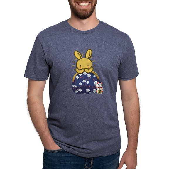 CafePress - Japanese Style Rabbit With Purse T Shirt - Mens Tri-blend T-Shirt