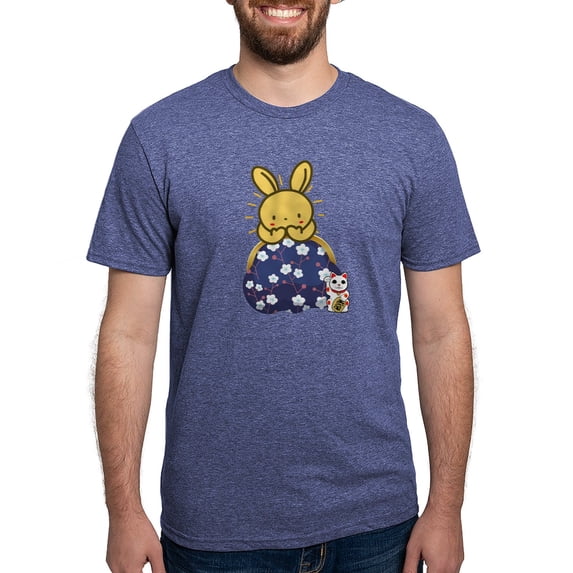 CafePress - Japanese Style Rabbit With Purse T Shirt - Mens Tri-blend T-Shirt