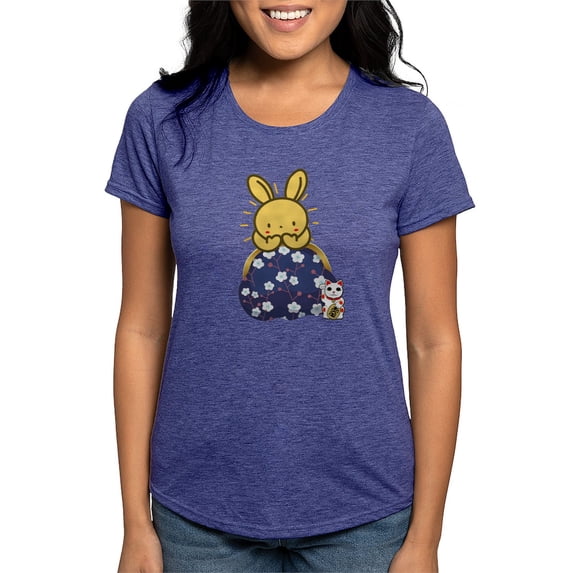 CafePress - Japanese Style Rabbit With Purse T Shirt - Womens Tri-blend T-Shirt