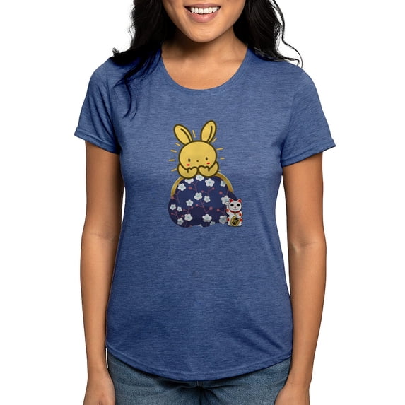 CafePress - Japanese Style Rabbit With Purse T Shirt - Womens Tri-blend T-Shirt