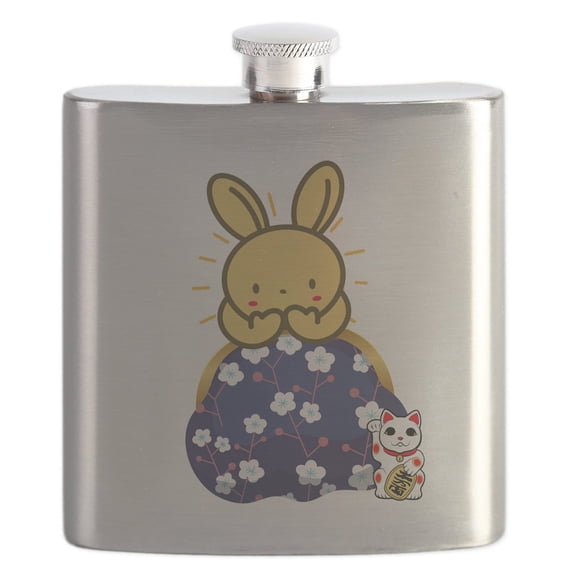 CafePress - Japanese Style Rabbit With - Stainless Steel Flask, 6oz Drinking Flask