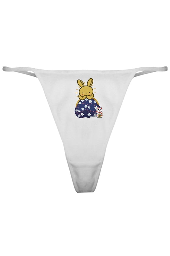 - Japanese Style Rabbit With - Women's Sexy Novelty Thong Panties Underwear